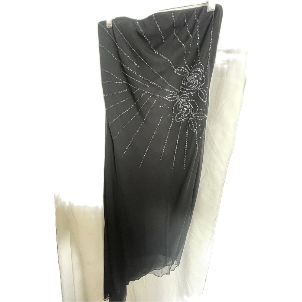 Vintage y2k My Michelle Black Strapless Asymmetrical Sparkly Dress